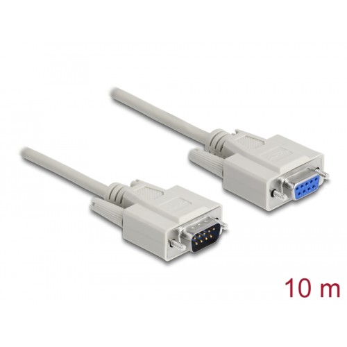 Delock Cable Serial RS-232 D-Sub9 male > RS-232 D-Sub9 female 10 m extension