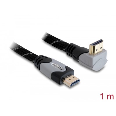 Delock Cable High Speed HDMI with Ethernet – HDMI A male  HDMI A male angled 4K 1 m