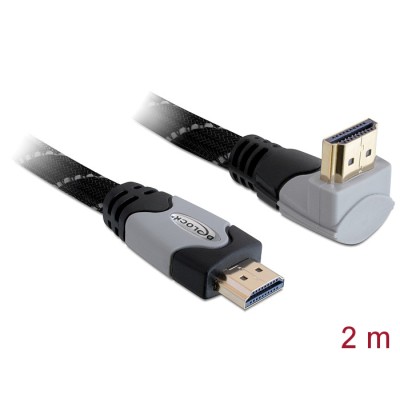 Delock Cable High Speed HDMI with Ethernet – HDMI A male  HDMI A male angled 4K 2 m