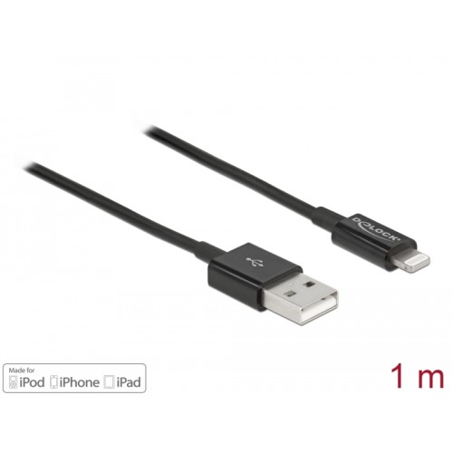 Delock USB data and power cable for iPhone™, iPad™, iPod™ black 1 m