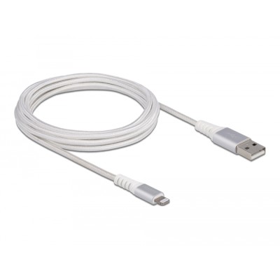Delock USB data and power cable for iPhone™, iPad™, iPod™ DuPont™ Kevlar® white 3 m 2