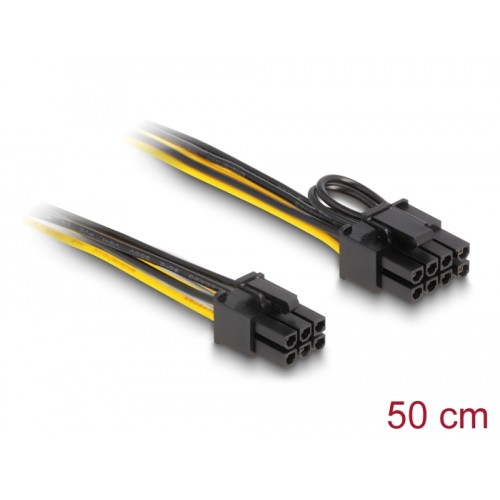 Delock Power Cable PCI Express 6 pin male to PCI Express 6+2 pin male 50 cm
