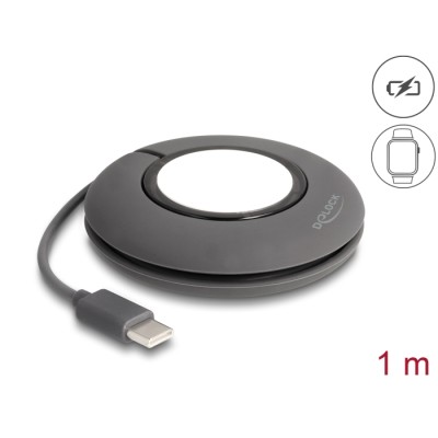 Delock USB Type-C™ Reel Charging Cable for Apple Watch 1 m grey magnetic