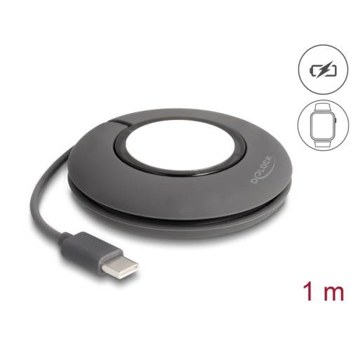 Delock USB Type-C™ Reel Charging Cable for Apple Watch 1 m grey magnetic