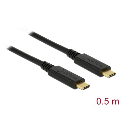 Delock USB 3.1 Gen 2 (10 Gbps) cable Type-C to Type-C 0.5 m PD 3 A E-Marker