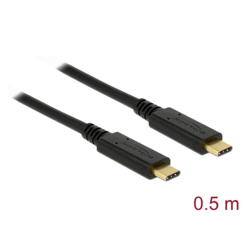 Delock USB 3.1 Gen 2 (10 Gbps) cable Type-C to Type-C 0.5 m PD 3 A E-Marker