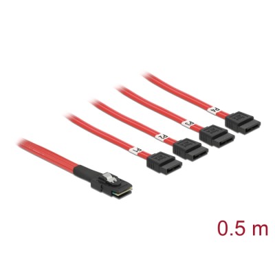 Delock Cable Mini SAS SFF-8087 > 4 x SATA 7 pin 0.5 m
