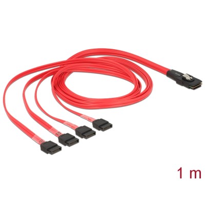 Delock Cable Mini SAS SFF-8087 > 4 x SATA 7 pin 1 m