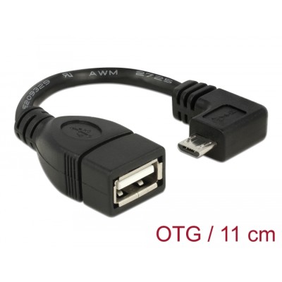 Delock Cable Micro USB type-B male angled > USB 2.0-A female OTG 11 cm