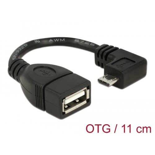 Delock USB 2.0 OTG Cable Type Micro-B male angled to Type-A female 11 cm