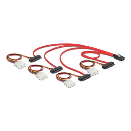 Delock Cable mini SAS SFF-8087 > 4 x SAS SFF-8482 + power 1 m