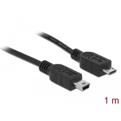 Delock Cable USB 2.0 micro-B male > USB mini male 1 m