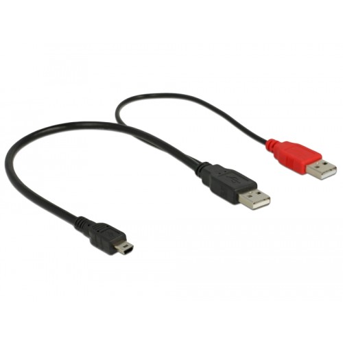 Delock Cable 2 x USB 2.0-A male > USB mini 5-pin