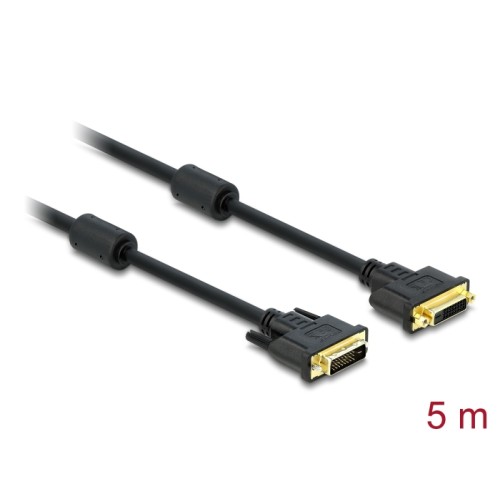 Delock Extension cable DVI 24+1 male > DVI 24+1 female 5 m black
