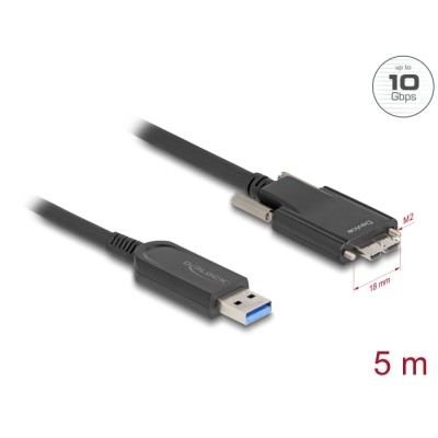Delock Active Optical Cable USB 10 Gbps Type-A male to Type Micro-B male with screws 5 m
