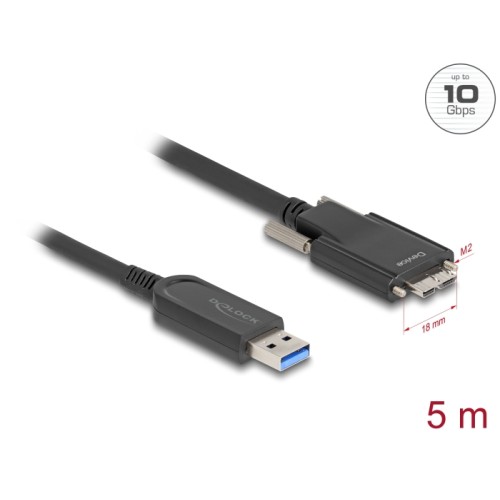 Delock Active Optical Cable USB 10 Gbps Type-A male to Type Micro-B male with screws 5 m
