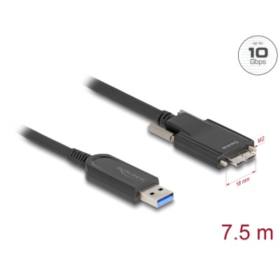 Delock Active Optical Cable USB 10 Gbps Type-A male to Type Micro-B male with screws 7.5 m
