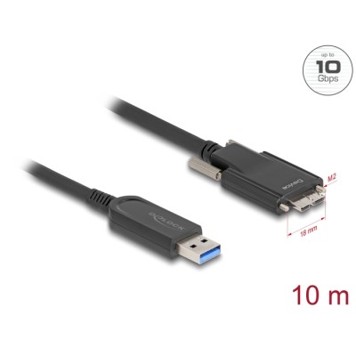 Delock Active Optical Cable USB 10 Gbps Type-A male to Type Micro-B male with screws 10 m