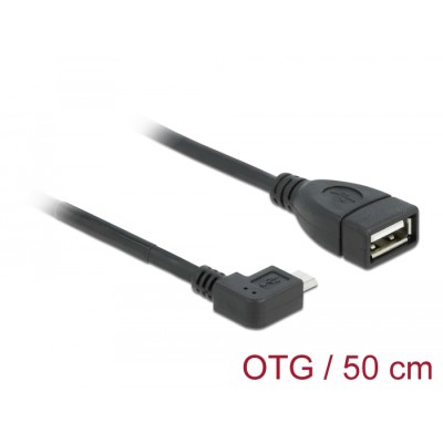 Delock Cable USB micro-B male > USB 2.0-A female OTG 50 cm angled