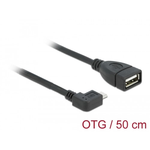 Delock Cable USB micro-B male > USB 2.0-A female OTG 50 cm angled