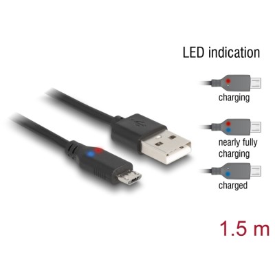 Delock USB to Micro USB data and power cable with LED indication