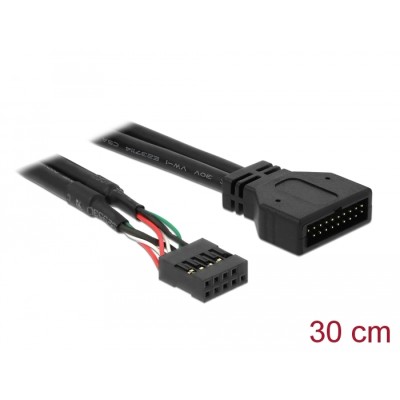 Delock Cable USB 2.0 pin header female  USB 3.0 pin header male 30 cm