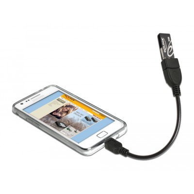 Delock Cable USB micro-B male > USB 2.0-A female OTG flexible 15 cm 2