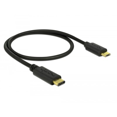 Delock Cable USB Type-C™ 2.0 male > USB 2.0 Type Micro-B male 0.5 m black 2