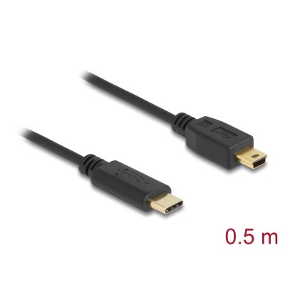 Delock Cable USB Type-C™ 2.0 male > USB 2.0 Type Mini-B male 0.5 m black