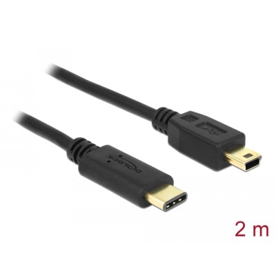 Delock Cable USB Type-C™ 2.0 male > USB 2.0 Type Mini-B male 2.0 m black