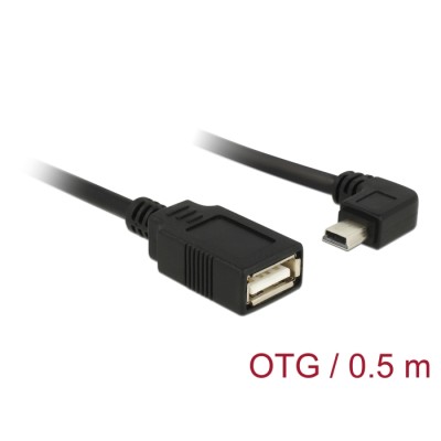Delock Cable USB mini male angled > USB 2.0-A female OTG 50 cm