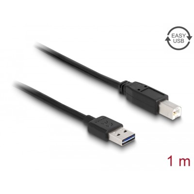 Delock Cable EASY-USB 2.0 Type-A male > USB 2.0 Type-B male 1 m black