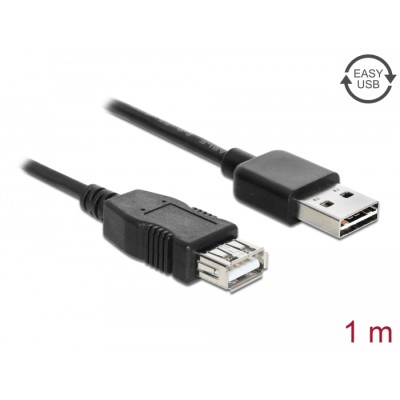 Delock Extension cable EASY-USB 2.0 Type-A male > USB 2.0 Type-A female black 1 m