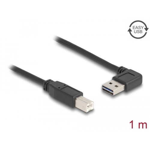 Delock Cable EASY-USB 2.0 Type-A male angled left / right > USB 2.0 Type-B male 1 m
