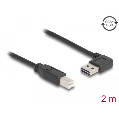 Delock Cable EASY-USB 2.0 Type-A male angled left / right > USB 2.0 Type-B male 2 m