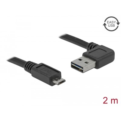 Delock Cable EASY-USB 2.0 Type-A male angled left / right > USB 2.0 Type Micro-B male 2 m