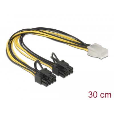 Delock PCI Express power cable 6 pin female > 2 x 8 pin male 30 cm