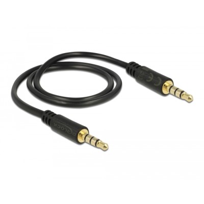 Delock Stereo Jack Cable 3.5 mm 4 pin male to male 0.5 m black 2