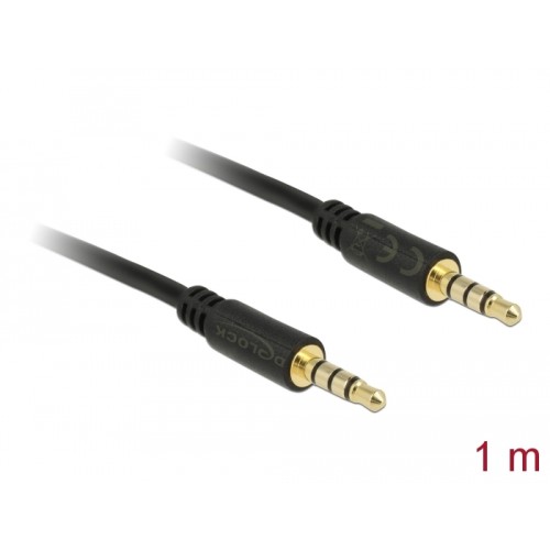 Delock Stereo Jack Cable 3.5 mm 4 pin male to male 1 m black