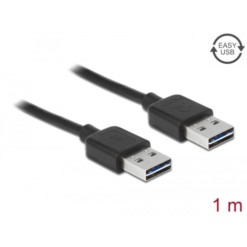 Delock Cable EASY-USB 2.0 Type-A male > EASY-USB 2.0 Type-A male 1 m black