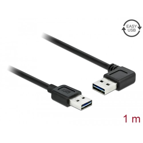 Delock Cable EASY-USB 2.0 Type-A male > EASY-USB 2.0 Type-A male angled left / right 1 m