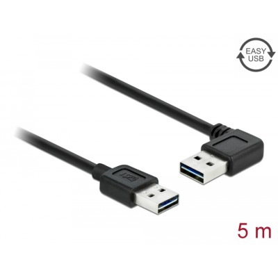 Delock Cable EASY-USB 2.0 Type-A male > EASY-USB 2.0 Type-A male angled left / right 5 m