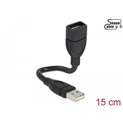Delock Cable USB 2.0 Type-A male > USB 2.0 Type-A female ShapeCable 0.15 m
