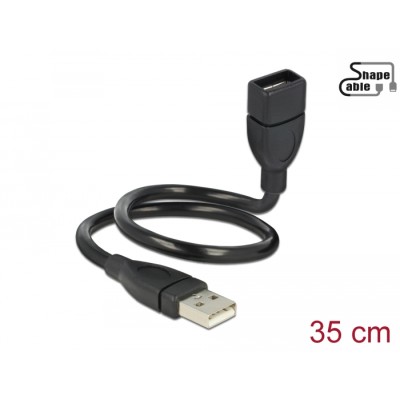 Delock Cable USB 2.0 Type-A male > USB 2.0 Type-A female ShapeCable 0.35 m
