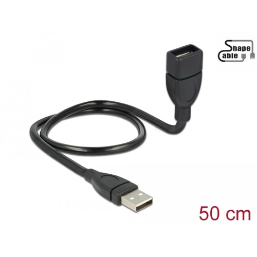 Delock Cable USB 2.0 Type-A male > USB 2.0 Type-A female ShapeCable 0.5 m