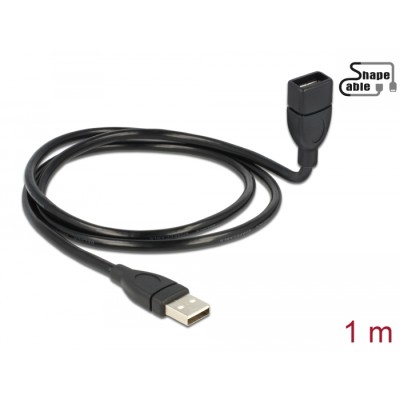 Delock Cable USB 2.0 A male > USB 2.0 A female ShapeCable 1 m