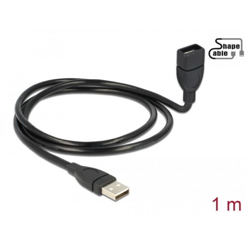 Delock Cable USB 2.0 A male > USB 2.0 A female ShapeCable 1 m