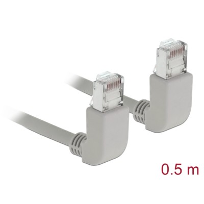 Delock Network cable RJ45 Cat.6A S/FTP upwards / upwards angled 0.5 m