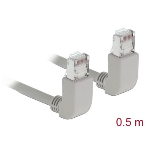 Delock Network cable RJ45 Cat.6A S/FTP upwards / upwards angled 0.5 m