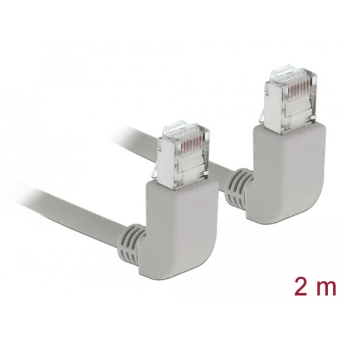 Delock Network cable RJ45 Cat.6A S/FTP upwards / upwards angled 2 m